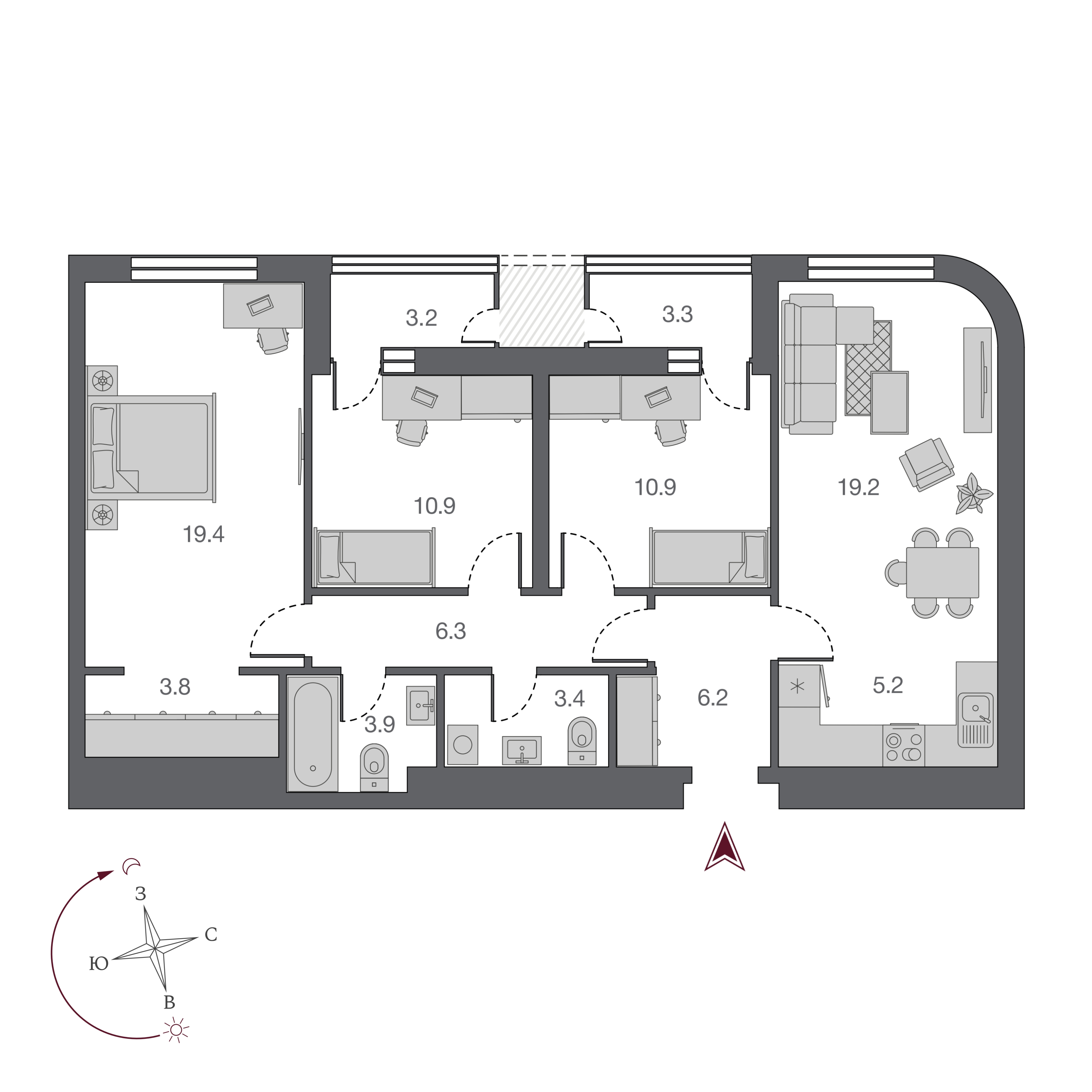 Четырехкомнатная