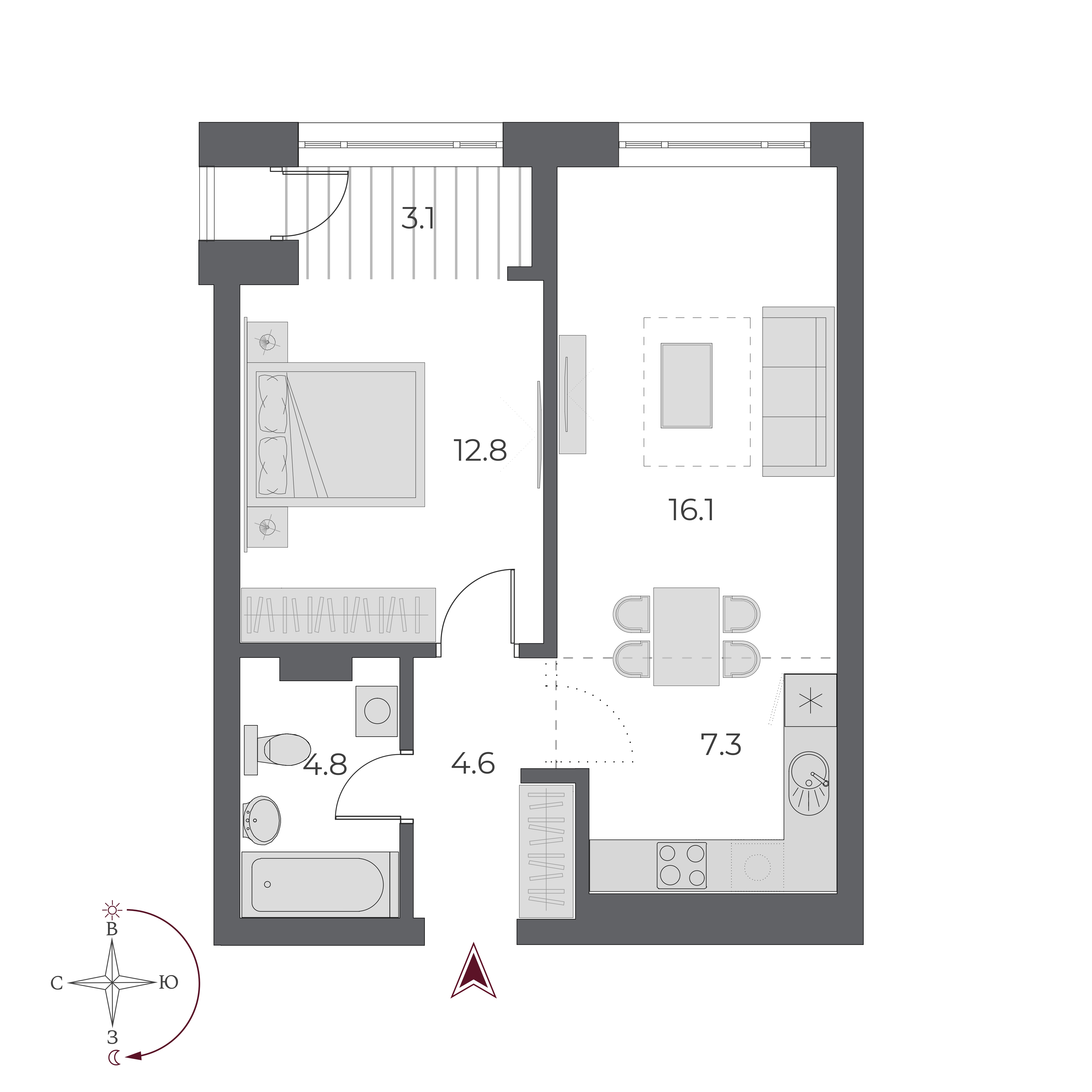 Двухкомнатная