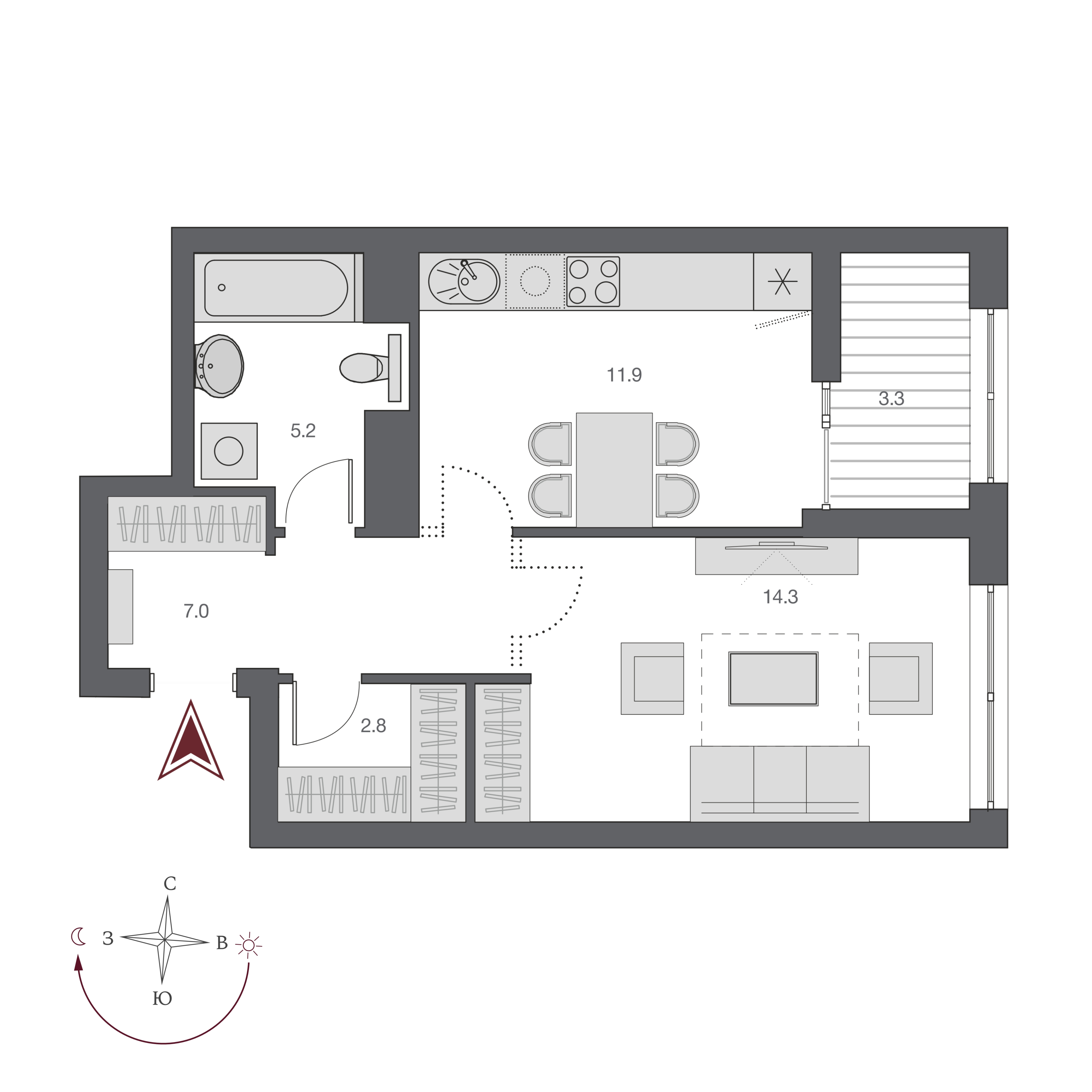 Однокомнатная